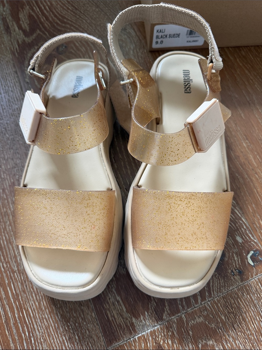 Melissa Glitter Platform Sandals in Gold